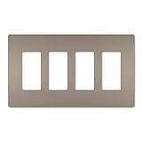 On-Q/Legrand RWP264NI Radiant Screwless Wallplate, 4-Gang, Nickel