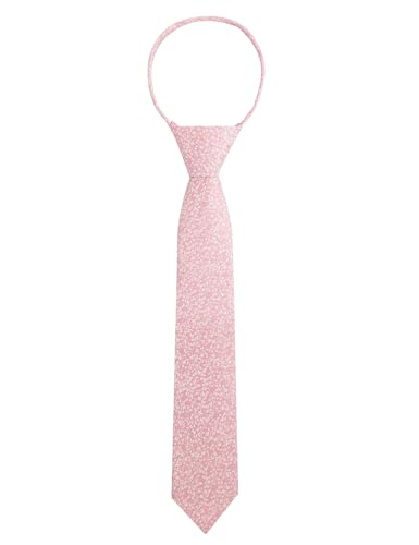 Alizeal Boys Unique Floral Tie and Pre-tied Adjustable Necktie for Kids, C-Blush+White