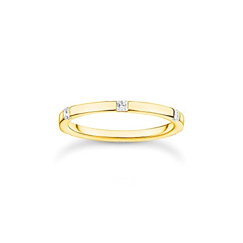 Bague femme Thomas Sabo or et pierres blanches, le bijou idéal du quotidien aux soirées
