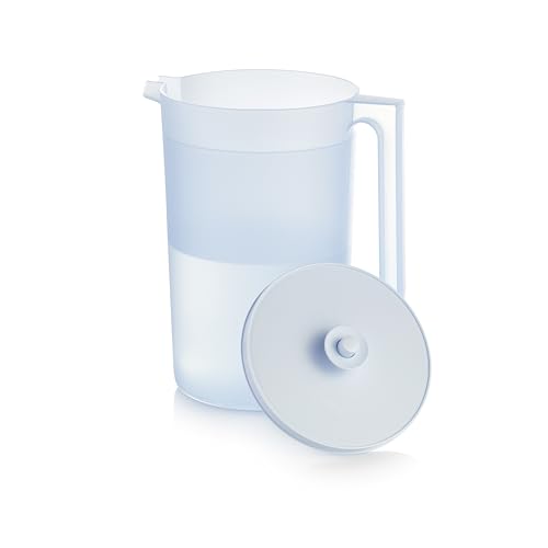 Tupperware Brand Impressions Classic Sheer Pitcher with Lid, Icelandic Mist - 1 Gallon - Dishwasher Safe & BPA Free - Mess-Free, Reusable Plastic Pitcher - Extra Large Capacity