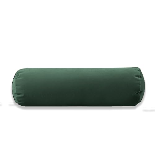 Kosiproducts Round Bolster Cushion Plush Velvet Pillow for Yoga Neck Relaxing Virgin Hollow Fibre Roll [75cmx25cm, Bottle Green]