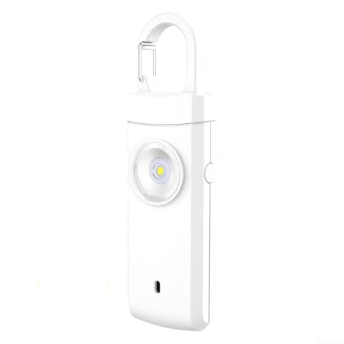 Gdfnmogo Alarma de seguridad personal, alarma personal recargable de autodefensa, ofrece un potente sonido de 130 dB y soluciones de iluminación eficaces (blanco)