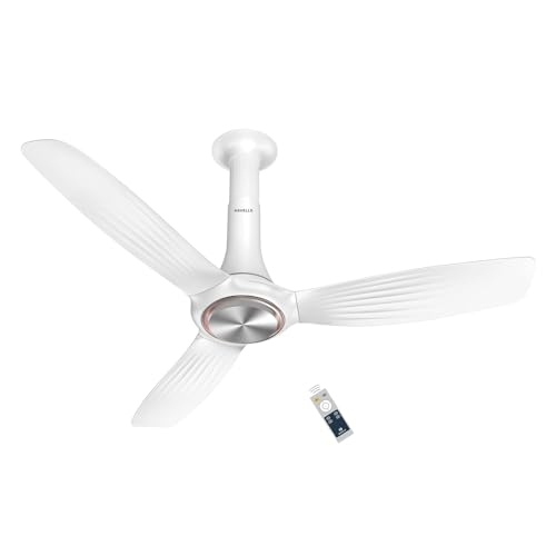 Image of Havells 1200mm Inox BLDC Ceiling Fan | Remote Controlled, Smart Fan, IoT Enabled, Alexa & Google Home Compatible | 5 Star Rated, Upto 60% Energy Saving, 2 Year Warranty | (Pack of 1, Pearl White)