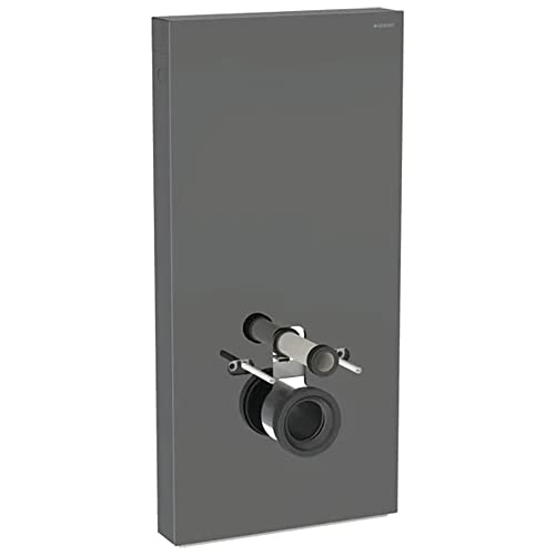 Geberit - Habillage bâti-support - Panneau sanitaire MONOLITH pour WC suspendu, 101 cm, habillage frontal en verre gris velouté, latéral aluminium chromé...