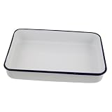TOPPERFUN Bandeja Para Hornear Esmaltada Fuente Para Asar Esmaltada Bandeja Para Hornear Esmaltada Molde Rectangular Para Pasteles Bandeja Para Horno Esmaltada Bandeja Para Asar
