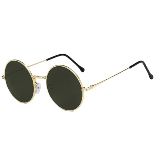 Lunettes de soleil rondes pour femmes et hommes monture métallique punk