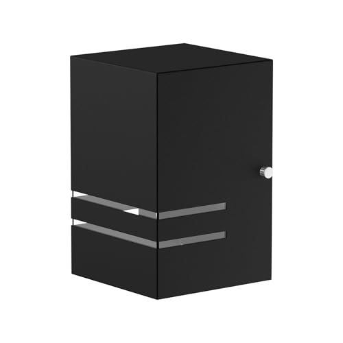 Arandela Externa 2 Frisos 1 Foco Alumínio Luminária de Parede E27 + LED MF144 (Preto (Branco Frio))