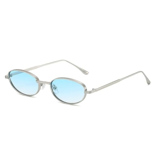 Lunettes de soleil ovales vintage en métal pour femme avec verres dégradés UV400