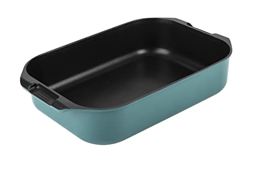 Nadiya x Prestige Cast Aluminium Roaster 39 x 25cm - Large Induction Roasting Tin, PFOA Free & Dishwasher Safe,Blue/Black