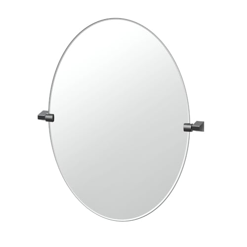 Gatco 5659MXLG A-Line Frameless Oval Mirror, 32 Inch, Matte Black