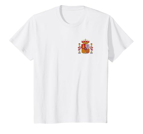 Spain Espana Madrid Mallorca Barcelona Sevilla Coat of arms T-Shirt, Youth, White, X-Small