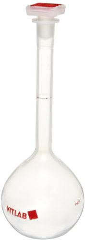 Fiole jaugée Vitlab 500ml Classe B en plastique PMP avec son bouchon PP x4