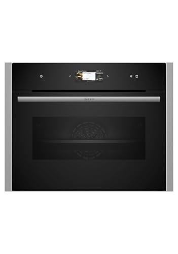 NEFF C24FS31N0, N90, Compact-Dampfbackofen integrierbar, Made in Germany, Full Touch TFT-Display, Dämpfen bis 120°C, Air Fry via Home Connect App, Soft Open and Close, 60 x 45cm, Edelstahl