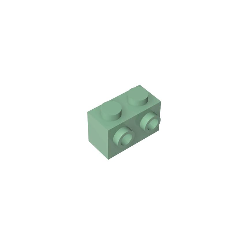XYEIUGO 11211 Hinge Brick Special 1x2 with 2 Studs on 1 Side, 50 PCS, Sand Green, 50 Pieces