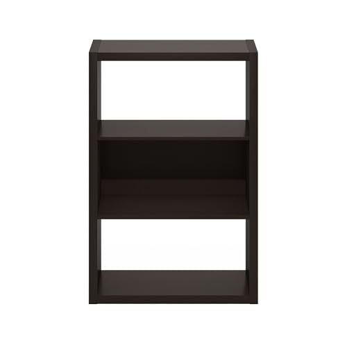 Image of Furinno Viola 3-Tier Book Shelf, Extra Thick Frame Bookshelf, Dark Oak | Open Shelf, Open Back Design, 11.3 inch x 23.2 inch x 35.9 inch, for Living Room, Bedroom, Home Office
