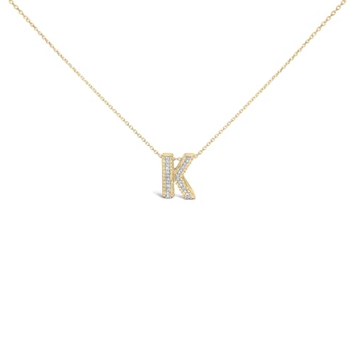 Yellow Gold Vermeil Diamond Accent "K" Initial Bubble Pendant Necklace