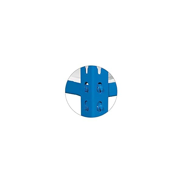 Certeo Metall-Schwerlastregal Simonclick | HxBxT 180 x 90 x 40 cm | Traglast pro Fachboden: 180 kg | Blau/Weiß… – Bild 3