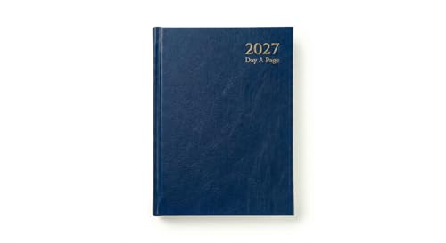 Image of 2027 Diary A5 Day a Page – Daily Planner with Appointments – Hardback Casebound Cover – Professional Journal for Office, Home & Business – Available in Black, Navy & Red (Navy Blue)
