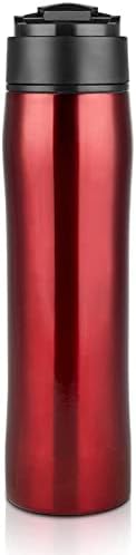 Cafetera de prensa portátil, taza de viaje aislada al vacío, cafetera a prueba de fugas, botella de café versátil, acero inoxidable, rojo