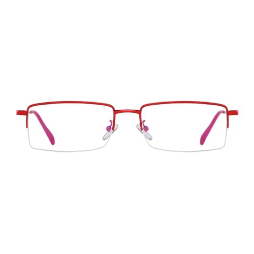 Image of Rectangle Men's Semi Rimless Metal Blue Light Blocking Glasses | Non prescription Anti Bluelight Business Half Rimless Clear Lens Wire Frame Glasses,Computer,Touch Screen,Fashion