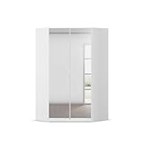 Rauch Möbel Costa, Eckschrank, Kleiderschrank für Schlafzimmer, Kinderzimmer, Babyzimmer, 2 türig mit Spiegel, Zubehör Basic, Farbe Weiß, Breite 117 cm