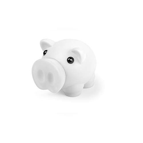 Tirelire cochon avec corps souple avec finition caoutchoutée vive. Tirelire originale pour enfants avec bouchon. Tirelire de voyage légère et résistante (blanc) Cover