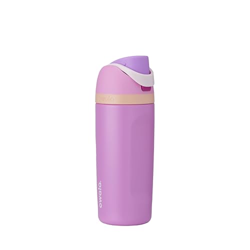 Owala Kids FreeSip Insulated Stainless Steel Water Bottle with Straw for Sports, Travel, and School, BPA-Free Sports Water Bottle, 16 oz, Pink/Purple Sweet Tooth