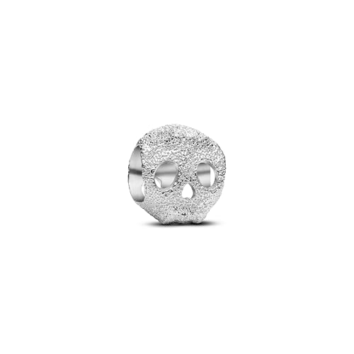 PANDORA Moments 794040C00 - Ciondolo a forma di teschio testurizzato in argento Sterling con zirconi, compatibile Moments