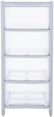 1 x Wham Deep 4 Drawer Plastic Tower Steel/Clear (Home & Office Storage Organisation)