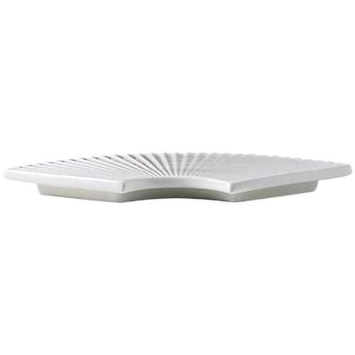 Plato para sushi de cerámica de 11 pulg forma abanico blanco miniatura 1