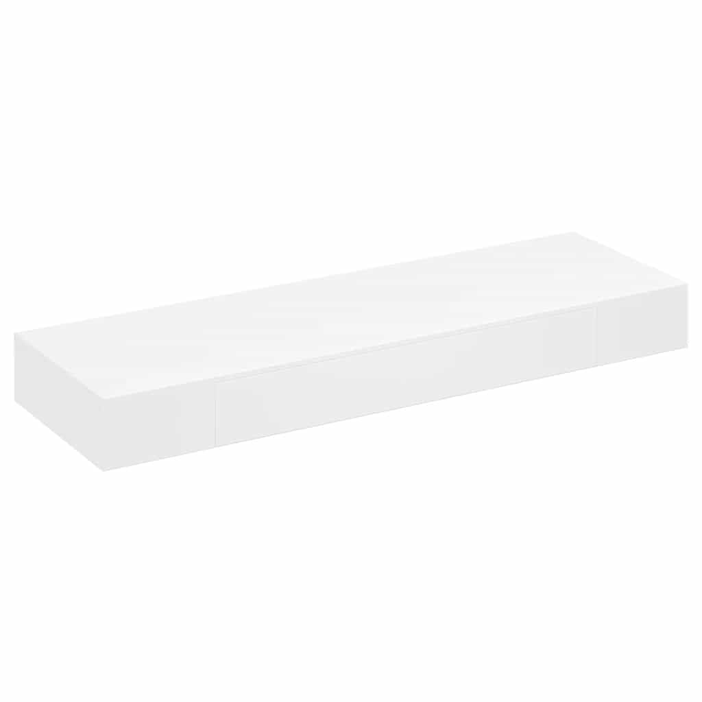 Estantería de pared con cajón de 80 cm, estante flotante blanco mate de MDF, con fijación invisible, para decoración, libros y llaves, incluye material de montaje