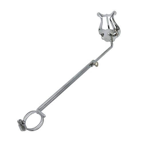 TUOREN Flute Marching Lyre Stand Adjustable Flute Piccolo Clamp-on Lyre Music Sheet Clip Holder for Marching Band Beginner Practicing Silver