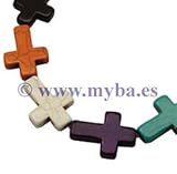 abalorios cruces de colores Mix de colores surtidos al azar. Agujero de 1 mm. Cada hilo tiene unas 14 unidades.