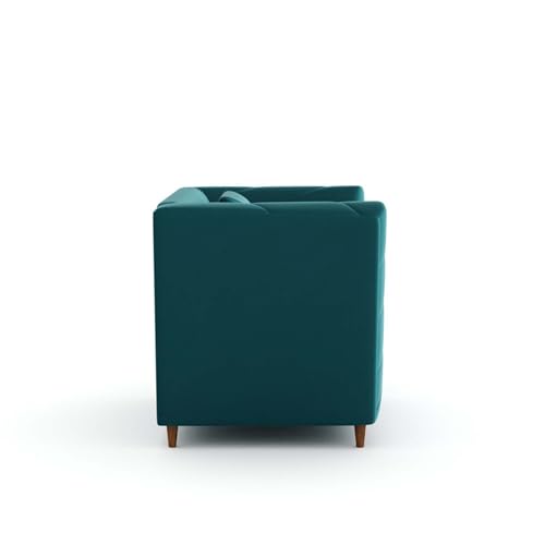 Image of Amazon Brand - Solimo Corell Tufted Velvet Fabric 3+1+1 Seater Sofa for Living Room Furniture (Teal)|3 Year Warranty