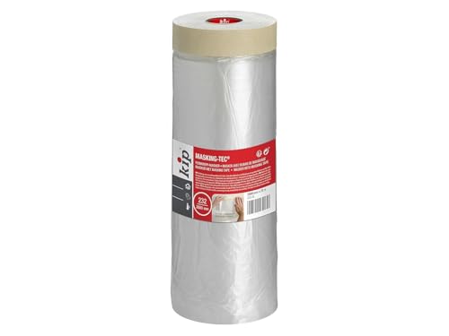 Kip Drop Cloths Pre-Taped Painters Masking Film 2600mm x 25m, Masker Masking Tape with Plastic Sheet, Drape for Spraying, Covering, Suitable for Decorating, Automotive, Windows Dust & Paint Protection
