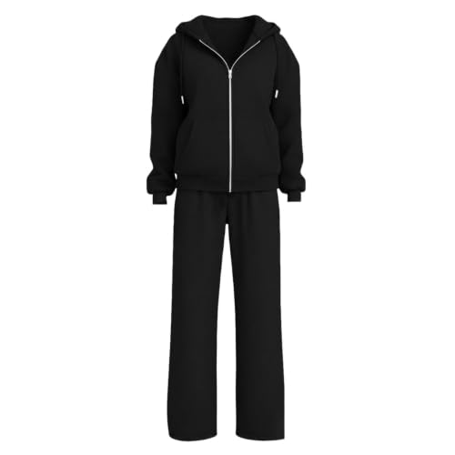 Jogging Sets For Women 2 Piece Fall Zip Up Hoodie Wide Leg Sweatpants - image 5