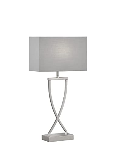 Fischer & Honsel Anni | nickelfarben matt| Stoffschirm| grau chintz innen...