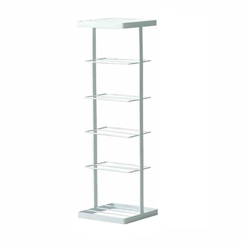Zapatero de metal para entrada, dormitorio, garaje, gran capacidad con estantes de malla, ideal para armario, puerta delantera, dormitorio, color blanco, 25 cm