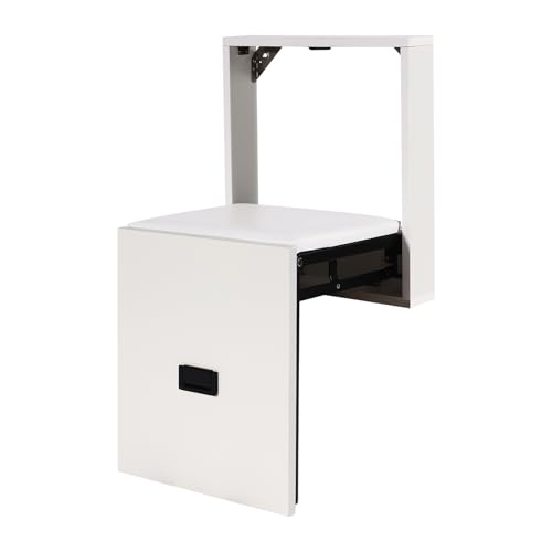 Fyssnn Chaise pliante et siège de douche - Banc à chaussures avec assise - Tabouret caché - Peu encombrant - Pour couloir, salle de bain - Tabouret multifonction - Charge maximale : 150 kg - Blanc
