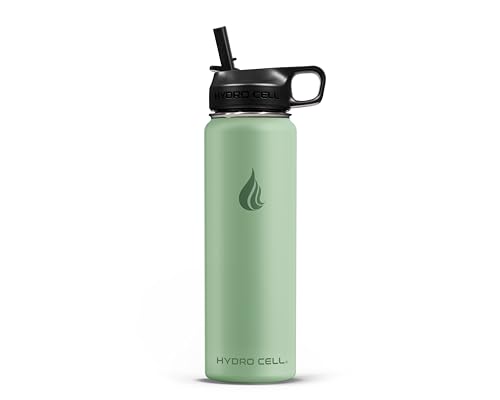 Image of HYDRO CELL Stainless Steel Insulated Water Bottle with Straw - For Cold & Hot Drinks - Metal Vacuum Flask with Screw Cap and Modern Leakproof Sport Thermos for Adults (Sage 24oz)