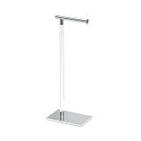 Gatco 1331C Modern Rectangle Base Freestanding Toilet Paper Holder, Chrome/Acrylic, Weighted Base Bathroom Tissue Stand 22.25'