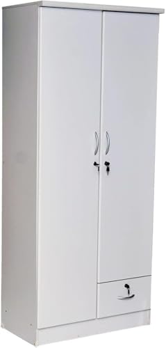 Sulsha 2 Door Wooden Wardrobe Cabinet Cupboard of Engineered Wood with One Lockable drawer Perfect Modern Stylish Heavy Duty (Golden Teak)