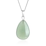 1pc Adabele Real 925 Sterling Silver Green Aventurine Gemstone Drop Pendant Necklace Cute 18 inch Healing Crystal Chakras Stone Jewelry Gift NK18-5