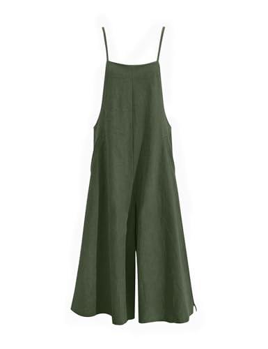 Image of YESNO Women Casual Loose Long Bib Pants Wide Leg Jumpsuits Baggy Cotton Rompers Overalls with Pockets PZZTYP2