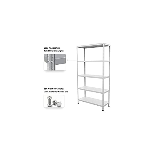 SCAFFALE IN METALLO “BIANCO” ETTORE KIT BULLONI 100 X 40 X H187 CM CON 5 PIANI