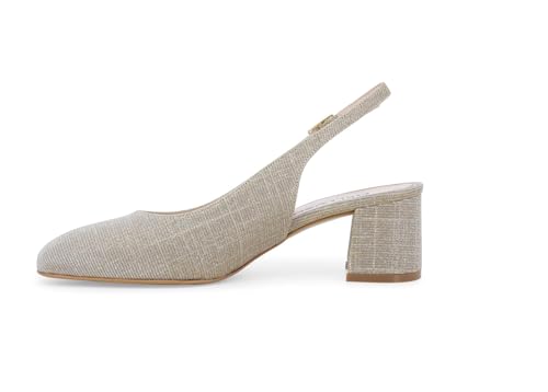 Escarpins confortables bride arrière pailleté or clair petit talon d180q