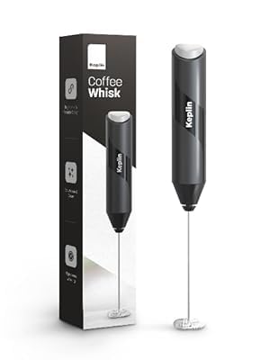 Keplin Handheld Milk Frother - Stainless Steel Electric Whisk - Portable Battery-Operated Coffee Frother for Lattes, Matcha, Protein Shakes - Ergonomic, Compact, Easy to Clean (Battery Not Included)