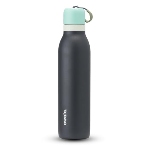 Owala FreeSip Twist botella agua acero inoxidable con pajita, 710 ml - Botella térmica a prueba de fugas para el deporte y los viajes, sin BPA, Foggy Tide