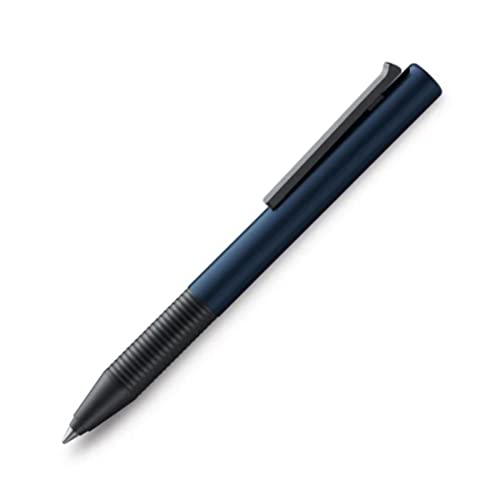 Lamy Tipo - Bolígrafo de punta media | Bolígrafo sin tapa | Aluminio azul negro anodizado | Accesorios - Plástico negro | Bolígrafo suave recargable con recambio M 66 M | Negro, 1 unidad