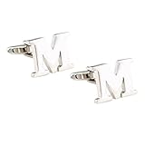 SM SunniMix Paar Herren Hemd Manschettenknöpfe Manschettenknöpfe Manschettenknöpfe, Messing Buchstaben Manschettenknöpfe, Herren Accessoires, Silber M